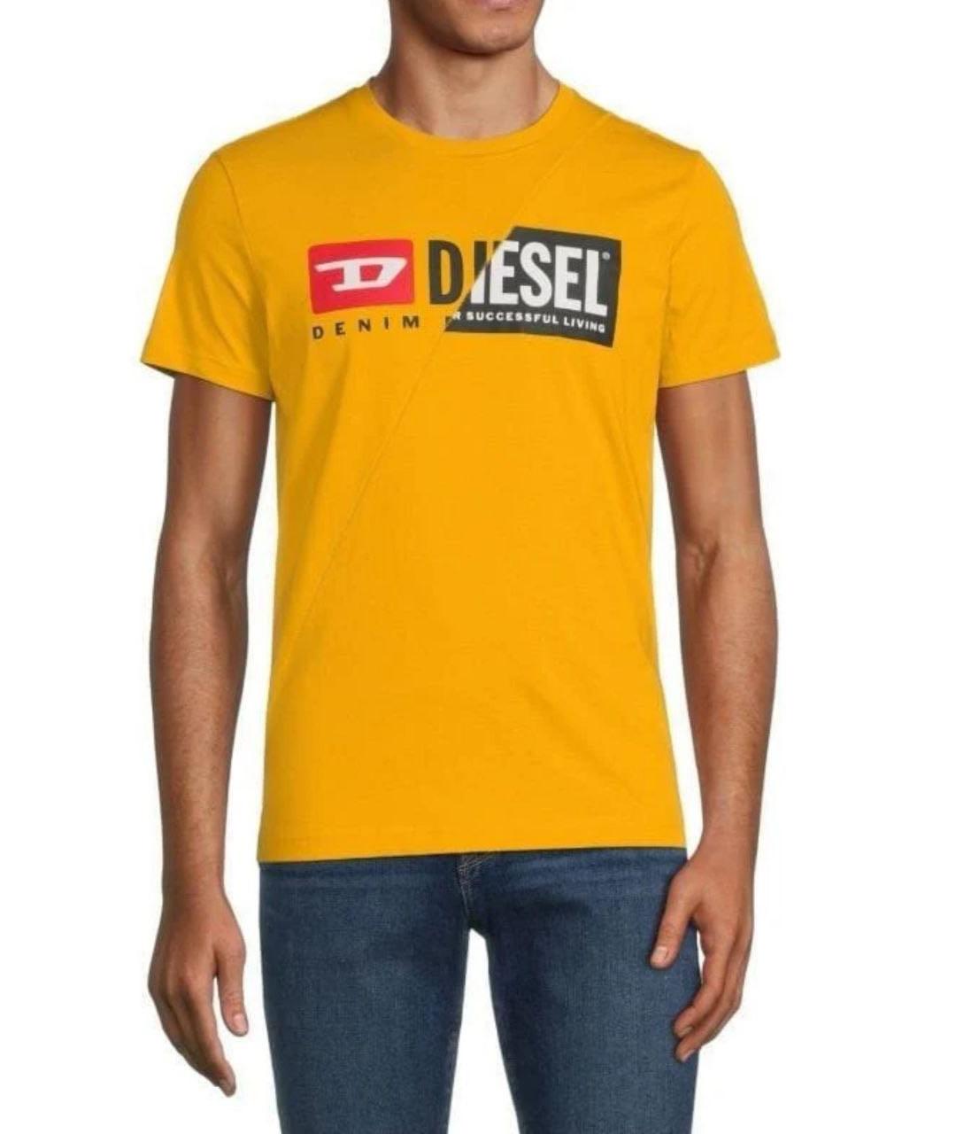 DIESEL Желтая хлопковая футболка, фото 8