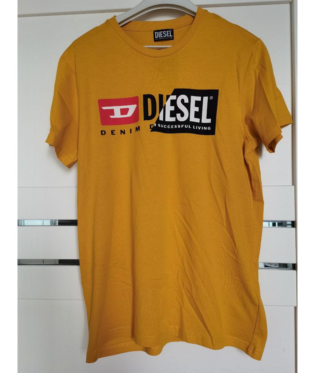 DIESEL Желтая хлопковая футболка, фото 6