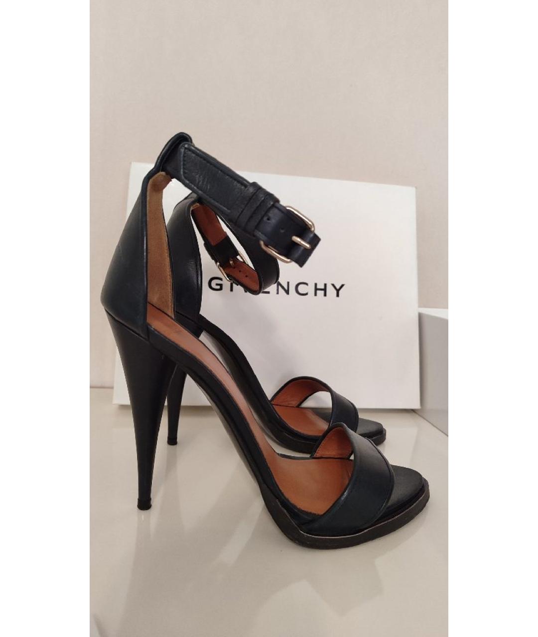 GIVENCHY Темно-синие кожаные босоножки, фото 5