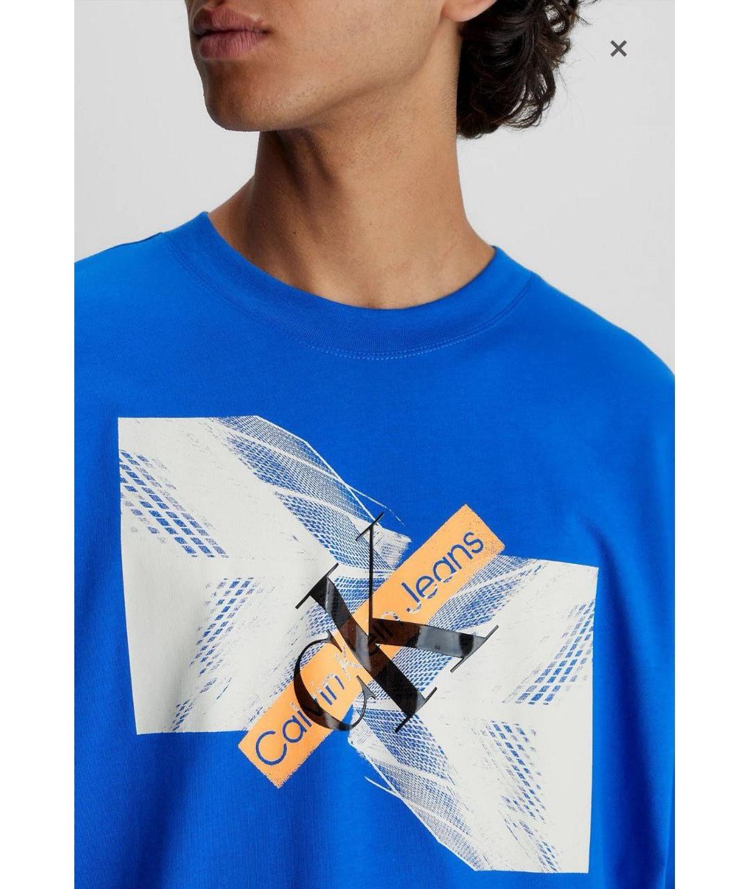 CALVIN KLEIN JEANS Синяя хлопковая футболка, фото 4