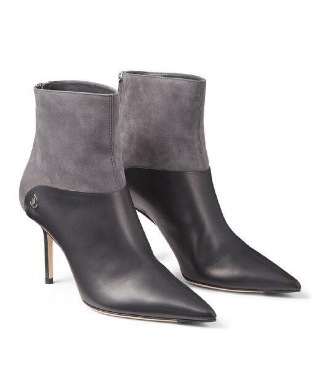 JIMMY CHOO Серые кожаные ботильоны, фото 4