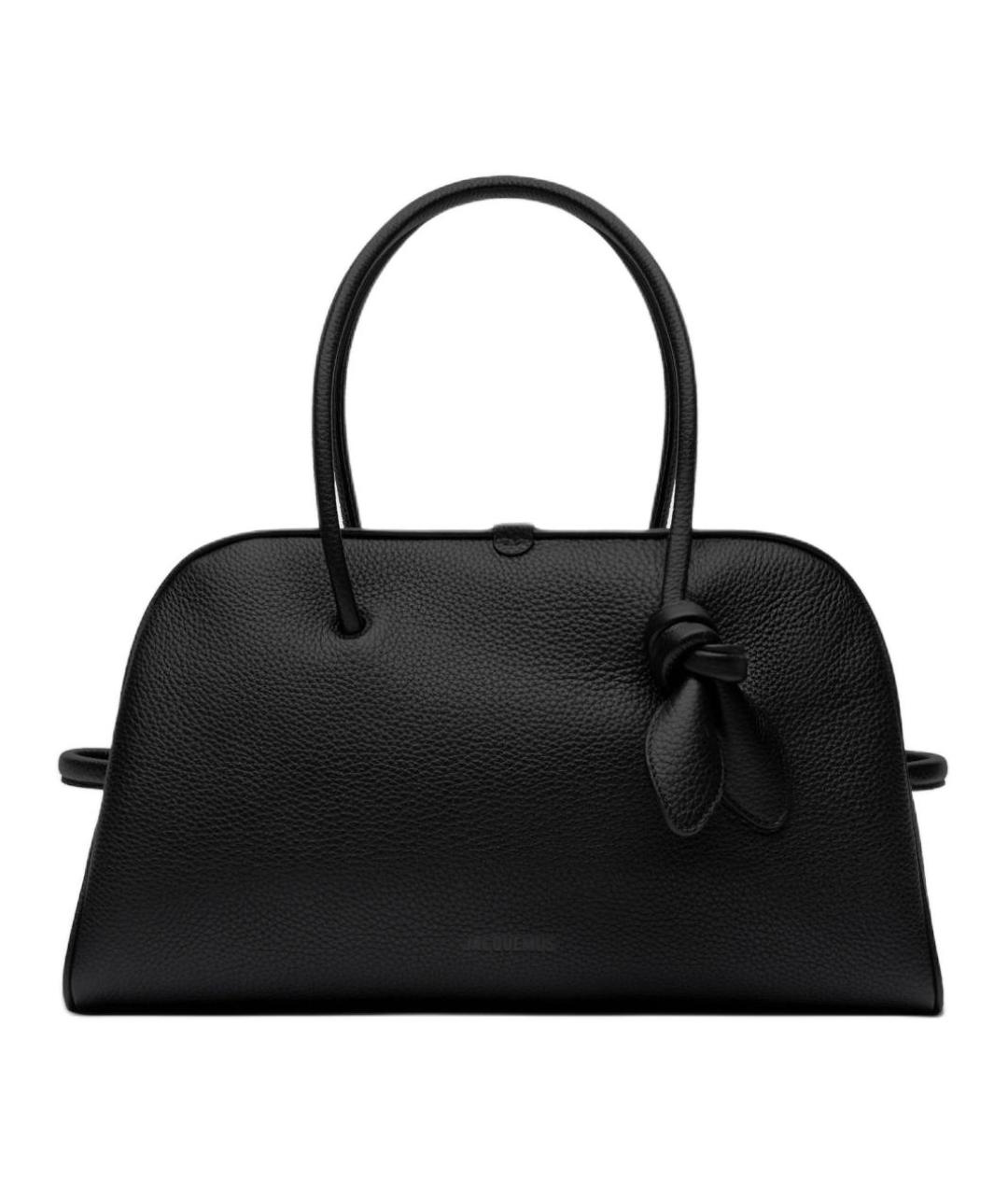 JACQUEMUS Черная кожаная сумка с короткими ручками, фото 1