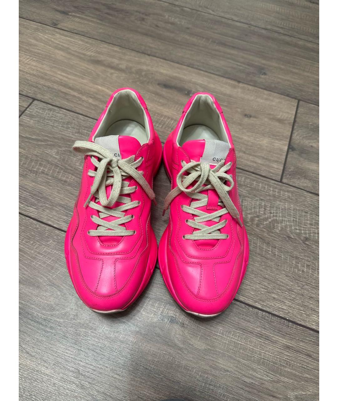 GUCCI Розовые кожаные кроссовки, фото 2