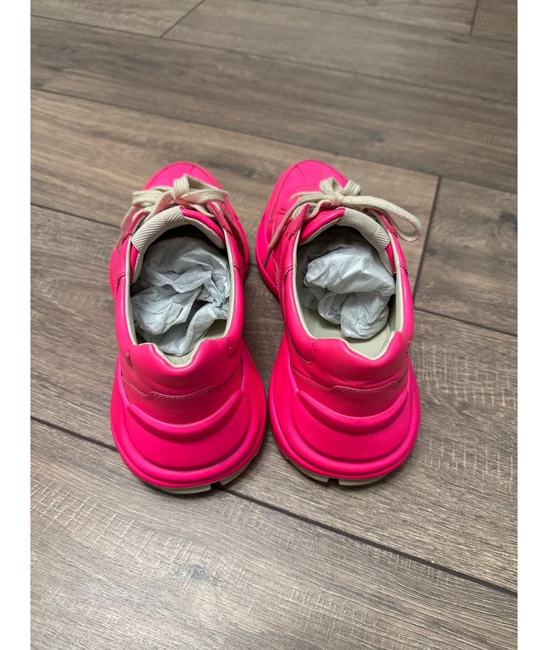 GUCCI Розовые кожаные кроссовки, фото 4