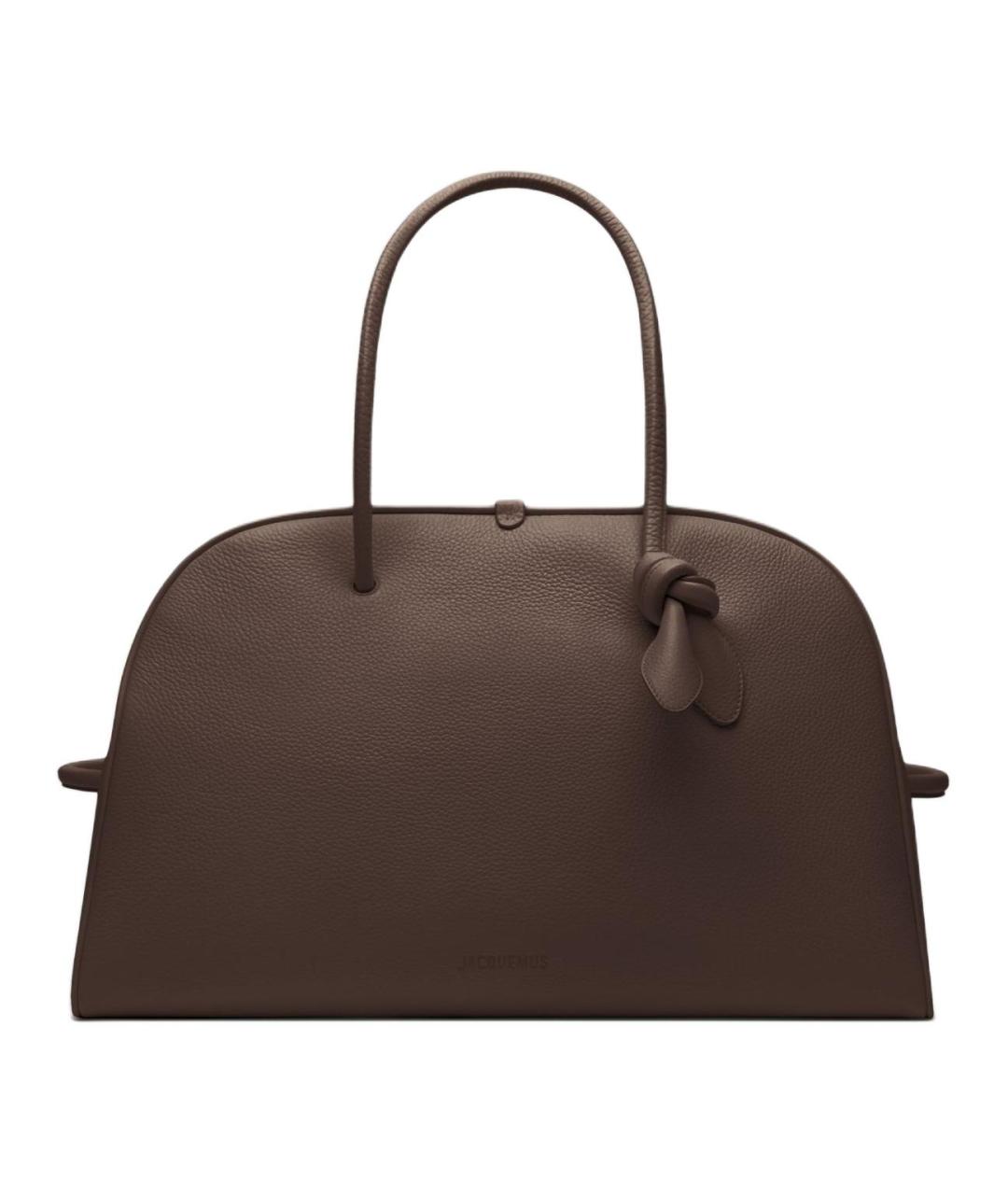 JACQUEMUS Коричневая кожаная сумка с короткими ручками, фото 1