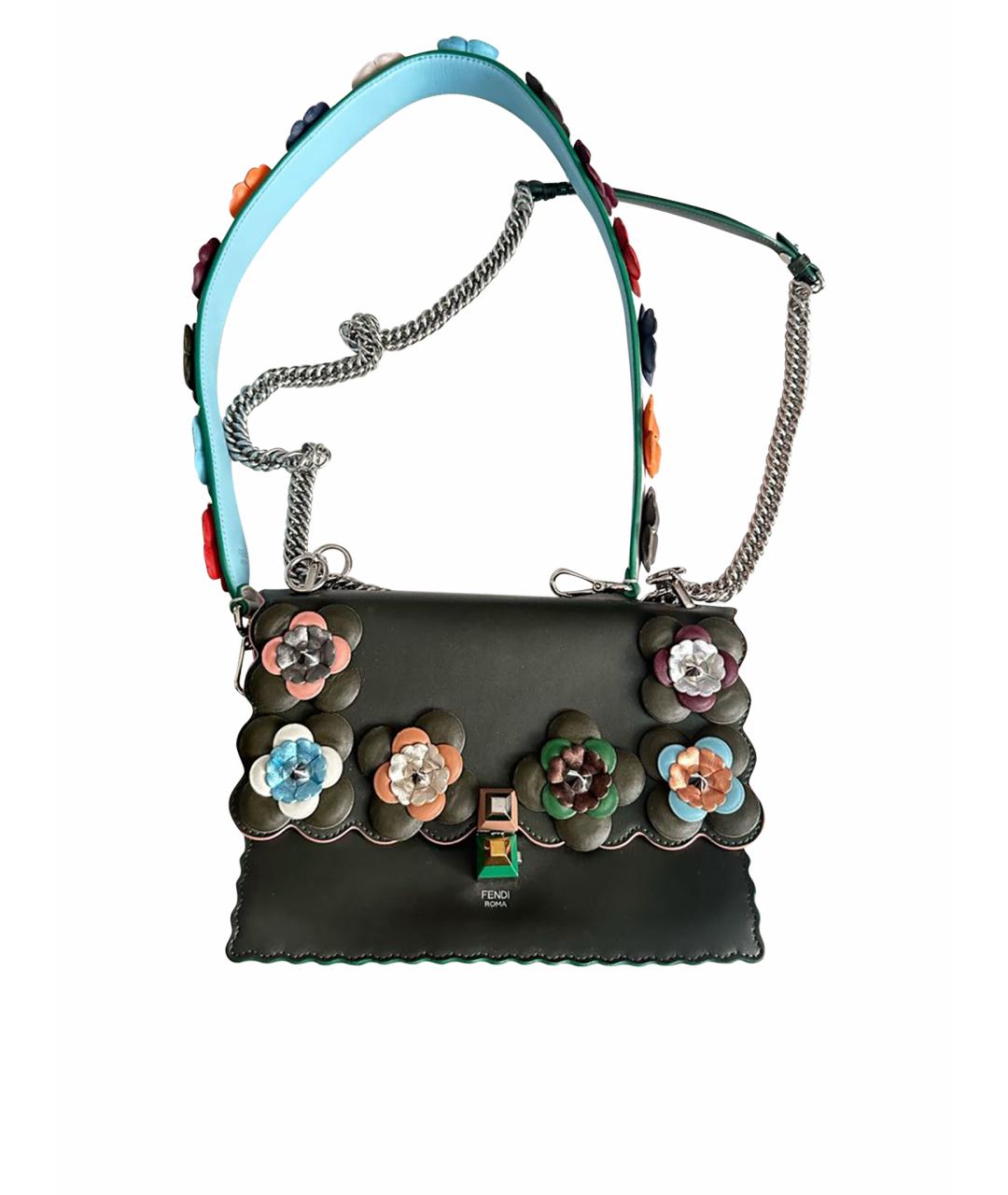 FENDI Хаки кожаная сумка тоут, фото 1