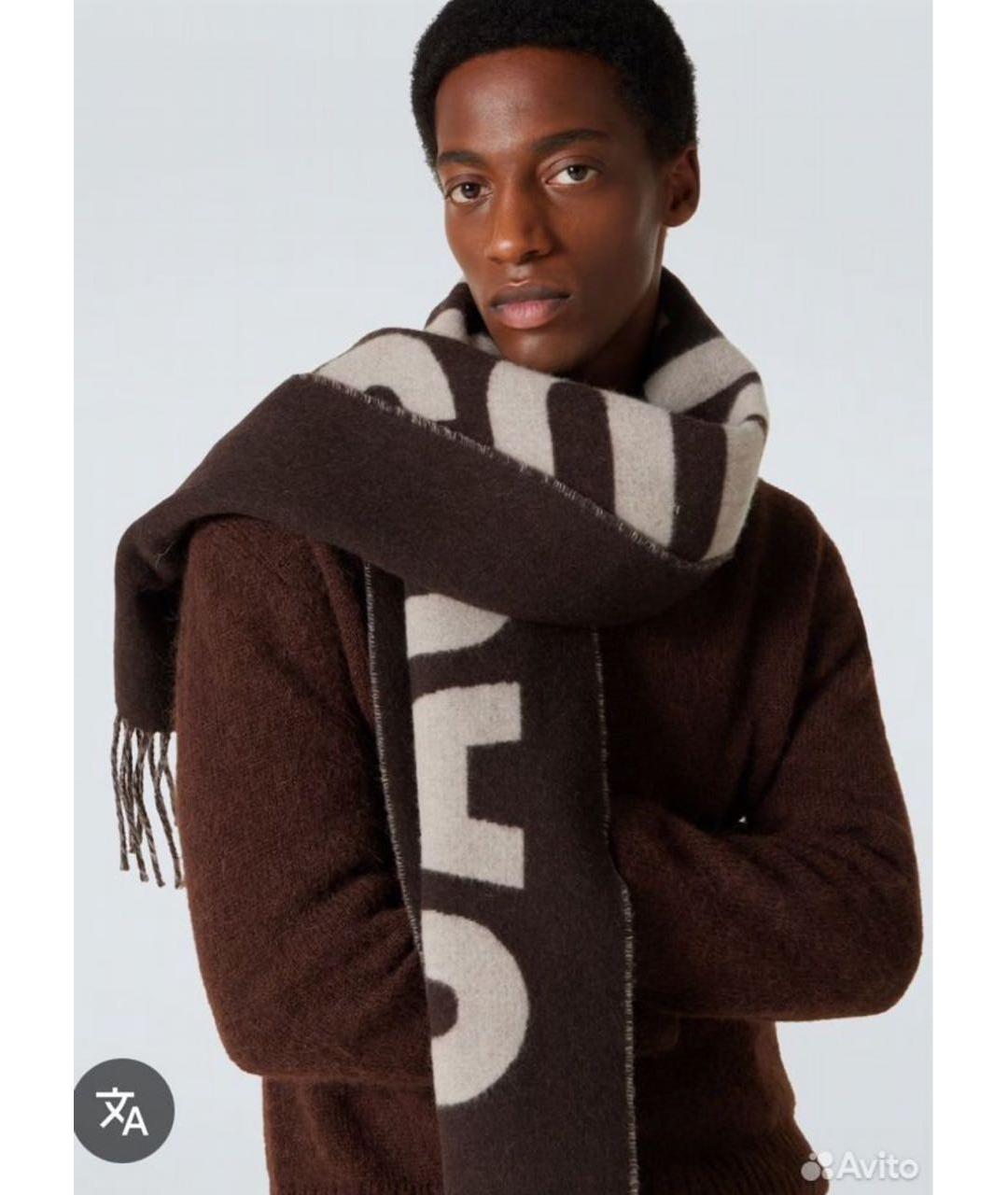 JACQUEMUS Коричневый шерстяной шарф, фото 3