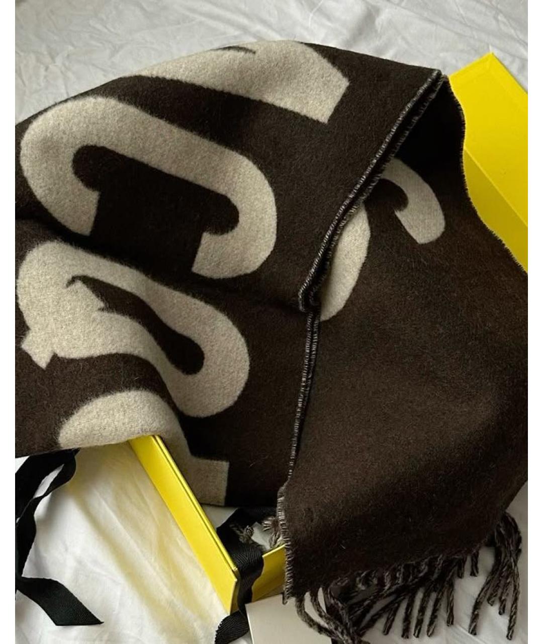 JACQUEMUS Коричневый шерстяной шарф, фото 2