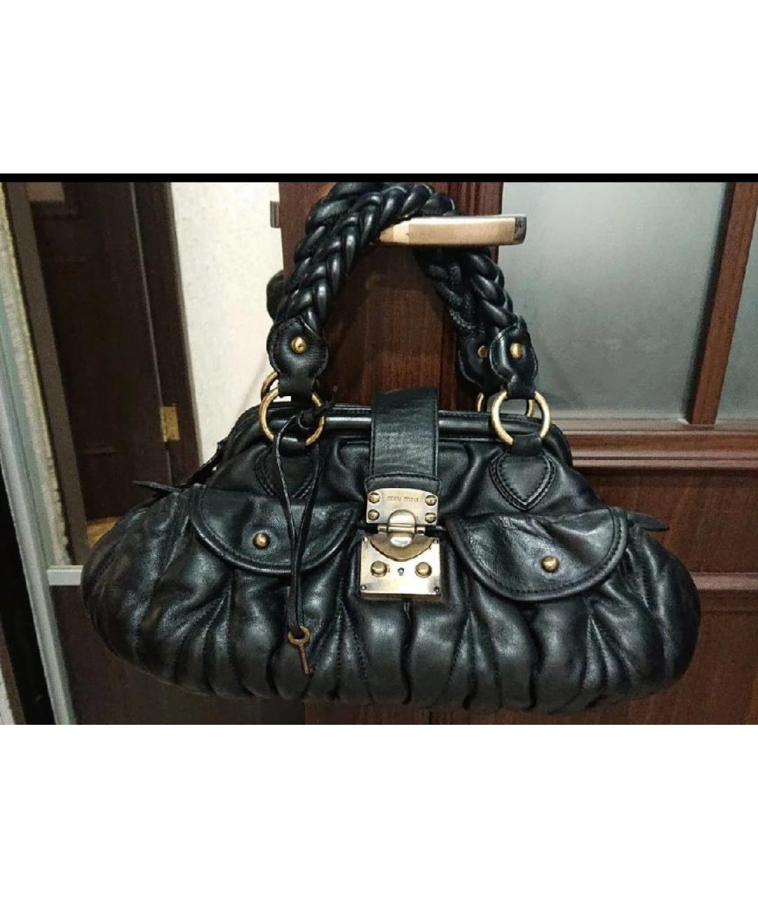 MIU MIU Черная кожаная сумка с короткими ручками, фото 5