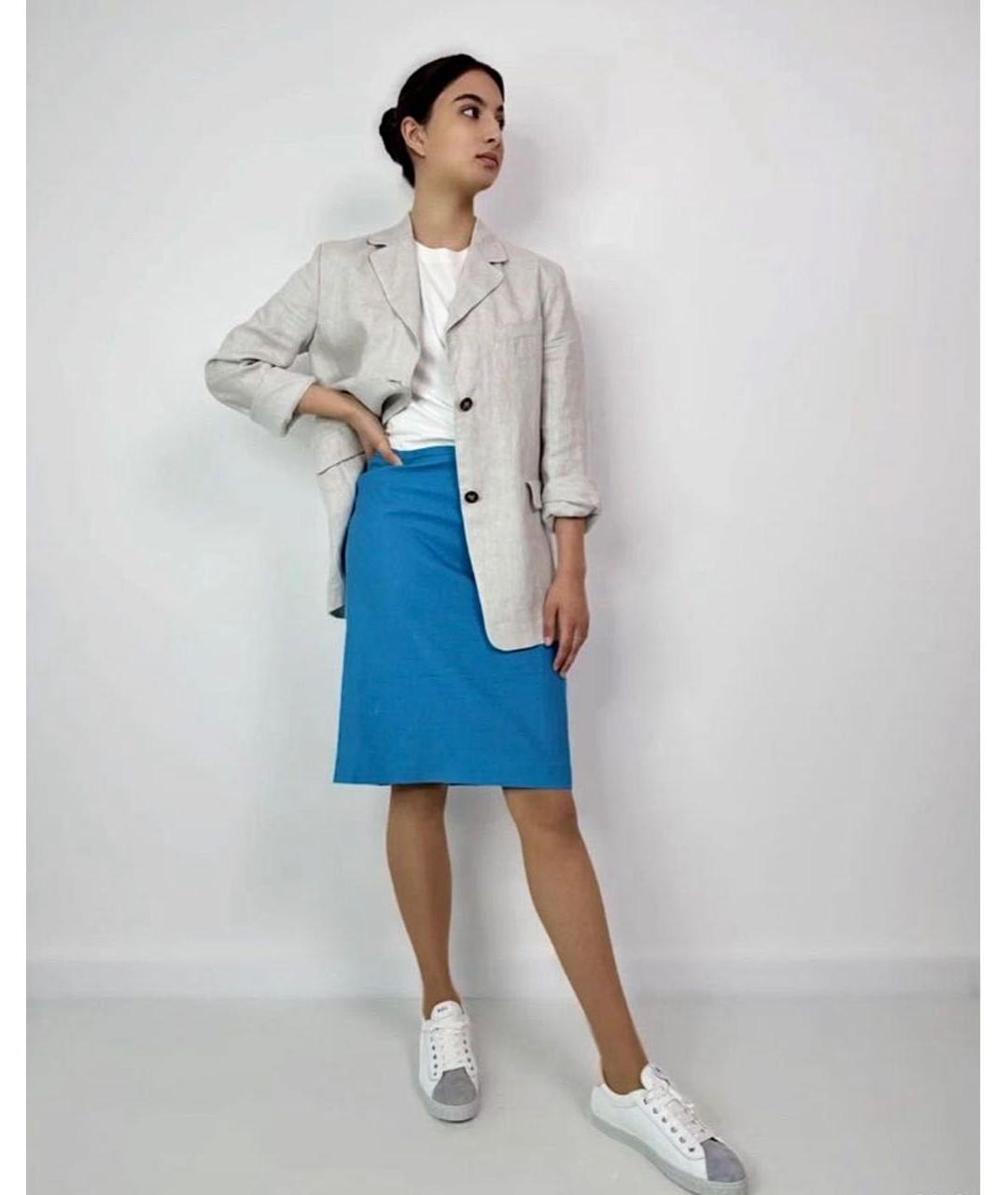 MAX MARA Голубая юбка миди, фото 8