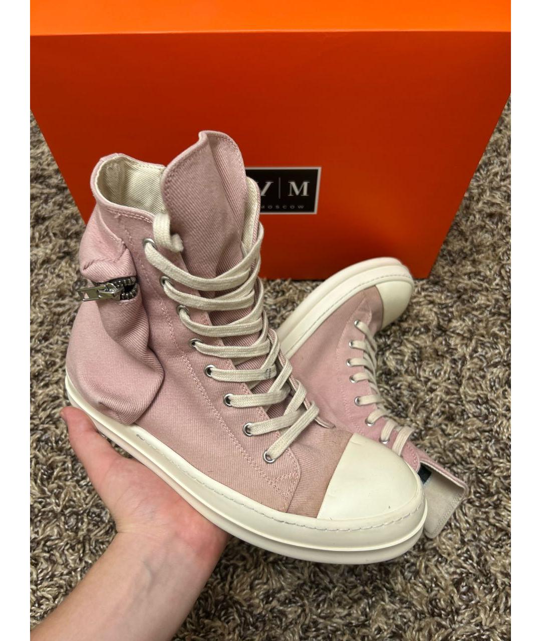RICK OWENS DRKSHDW Розовые высокие кроссовки / кеды, фото 2