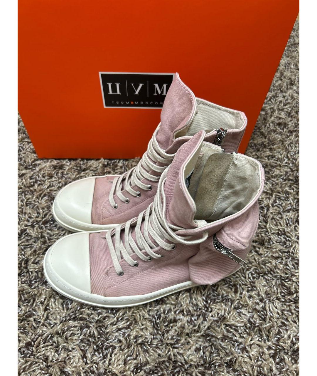RICK OWENS DRKSHDW Розовые высокие кроссовки / кеды, фото 3