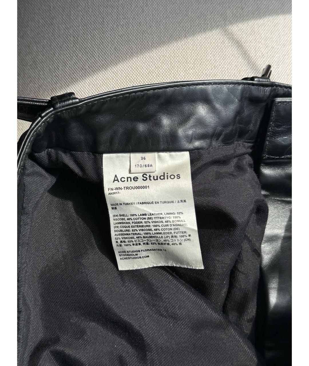 ACNE STUDIOS Черные кожаные прямые брюки, фото 2