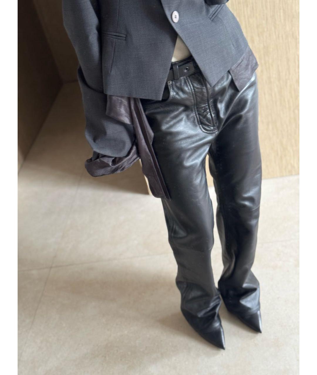 ACNE STUDIOS Черные кожаные прямые брюки, фото 4