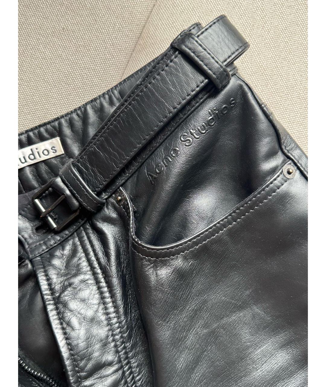 ACNE STUDIOS Черные кожаные прямые брюки, фото 7