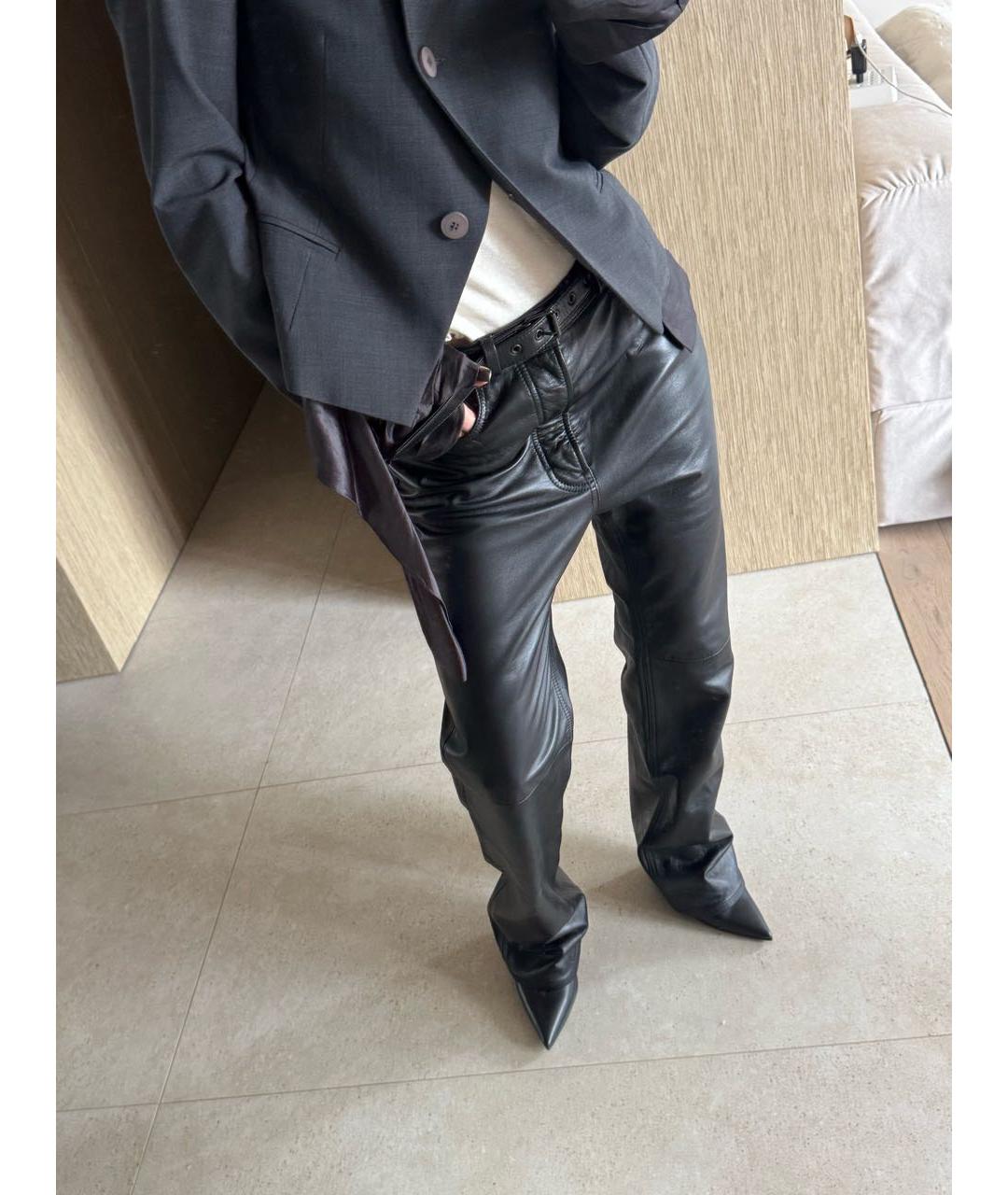 ACNE STUDIOS Черные кожаные прямые брюки, фото 8