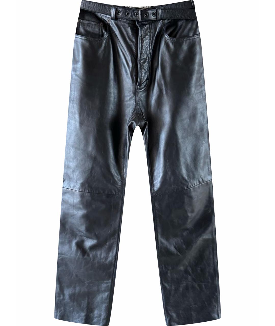 ACNE STUDIOS Черные кожаные прямые брюки, фото 1
