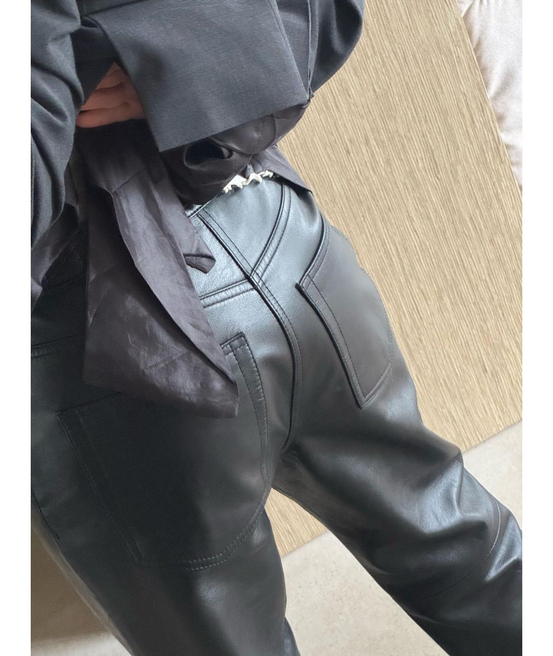 ACNE STUDIOS Черные кожаные прямые брюки, фото 5