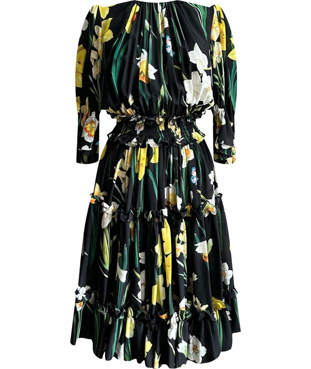 DOLCE&GABBANA Черное шифоновое повседневное платье, фото 1