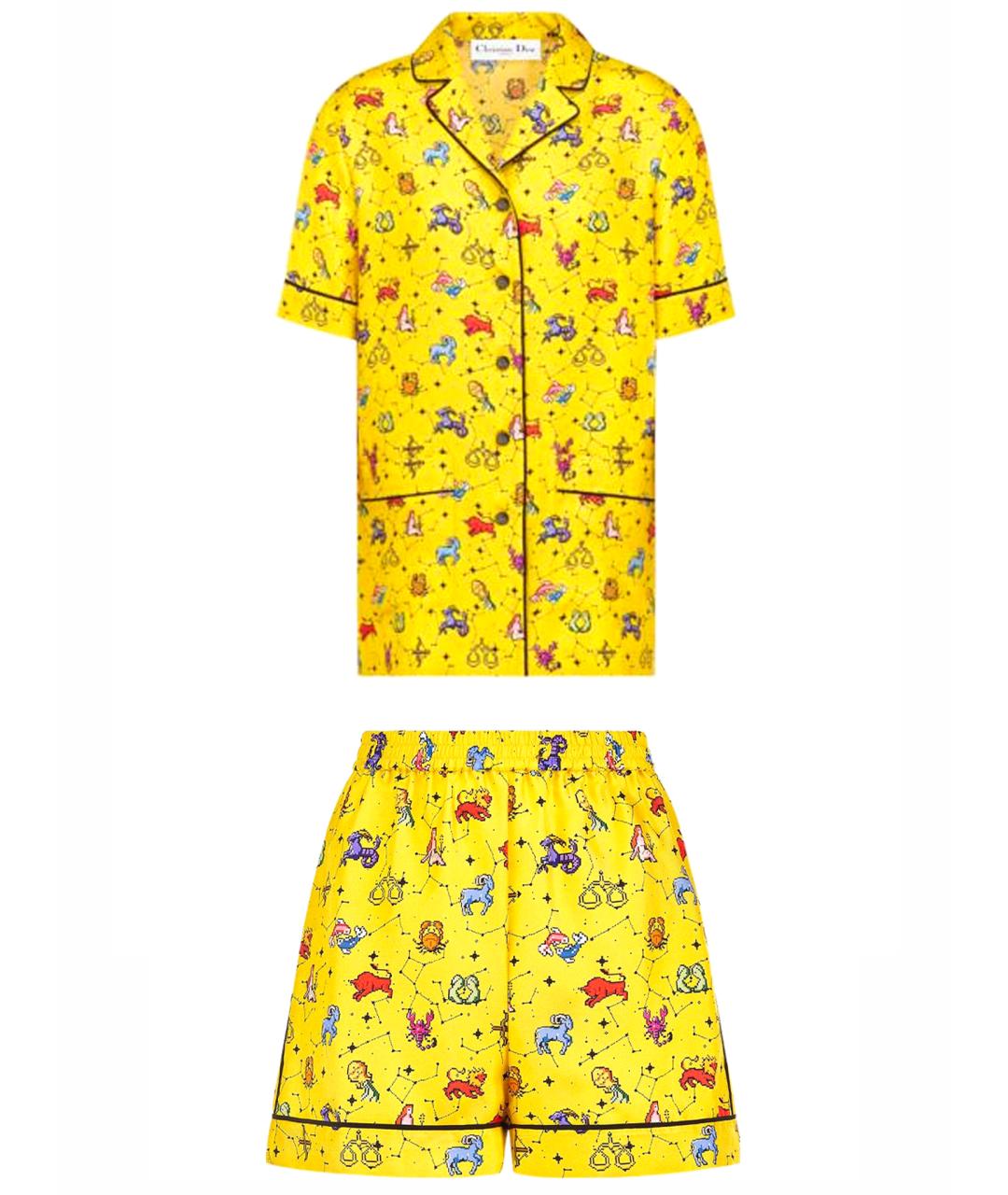 CHRISTIAN DIOR Желтый ацетатный костюм с брюками, фото 1