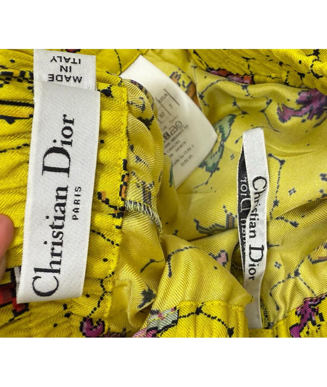 CHRISTIAN DIOR Желтый ацетатный костюм с брюками, фото 3