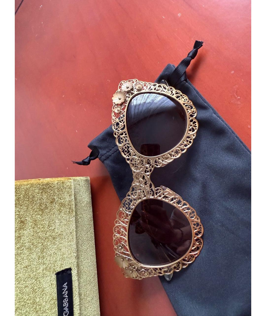 DOLCE&GABBANA Золотые металлические солнцезащитные очки, фото 5