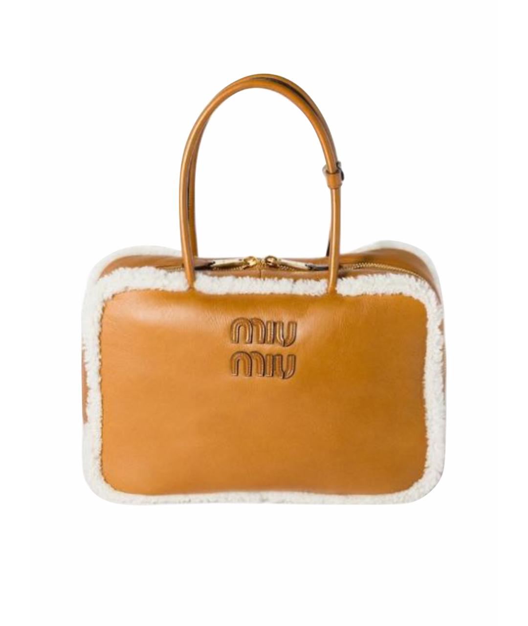 MIU MIU Оранжевая кожаная сумка с короткими ручками, фото 1