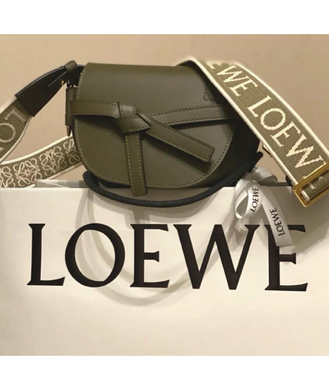 LOEWE Хаки кожаная сумка через плечо, фото 3