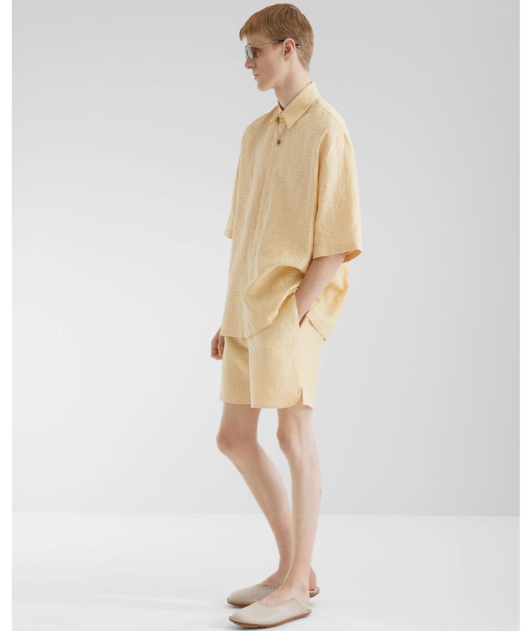 FENDI Желтые льняные шорты, фото 5