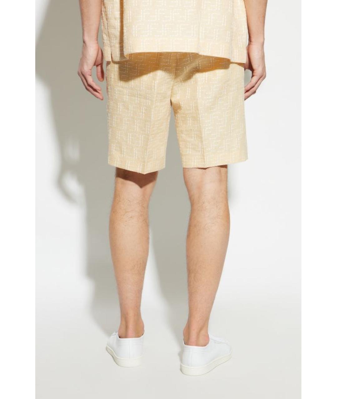 FENDI Желтые льняные шорты, фото 3