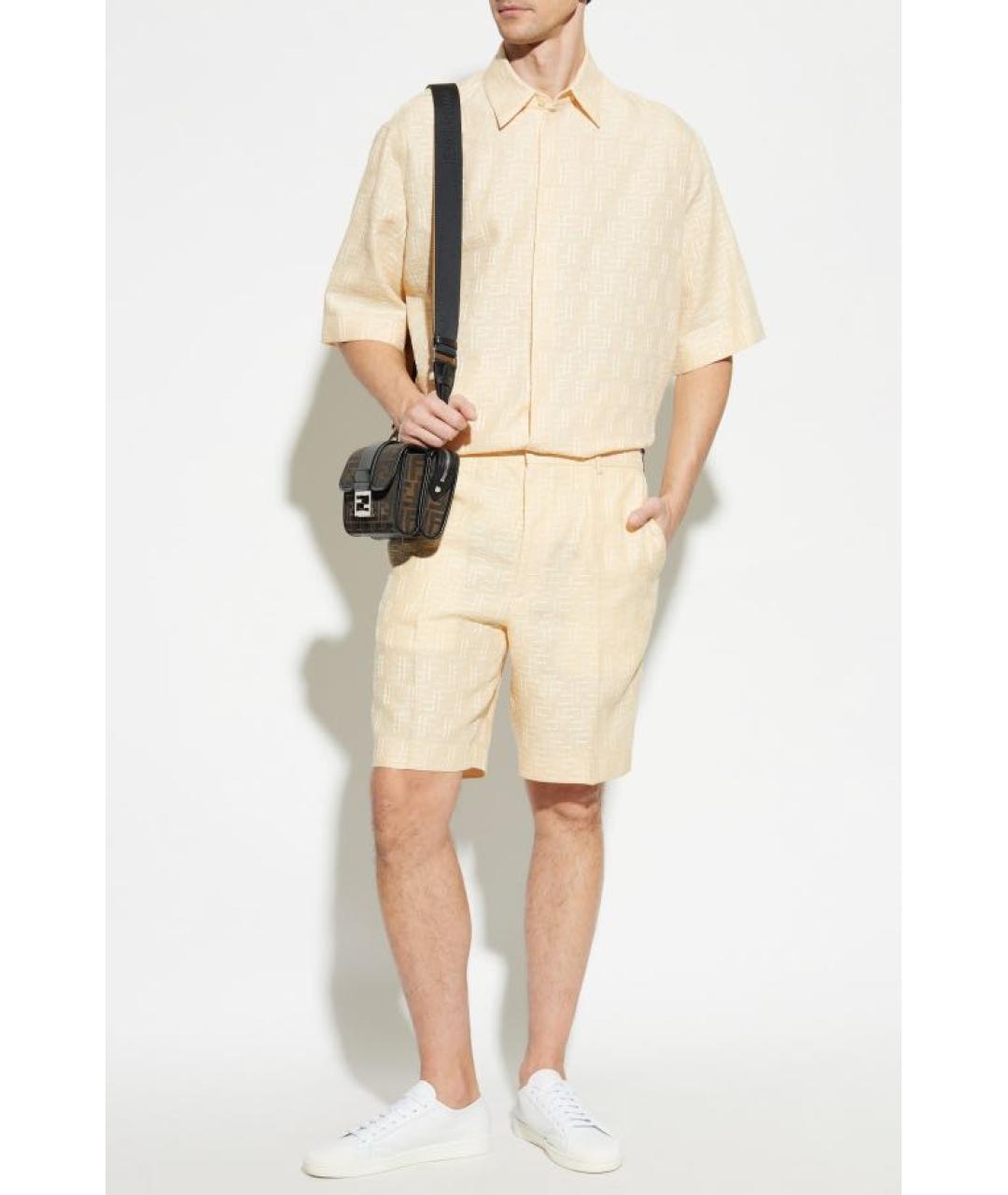 FENDI Желтые льняные шорты, фото 4
