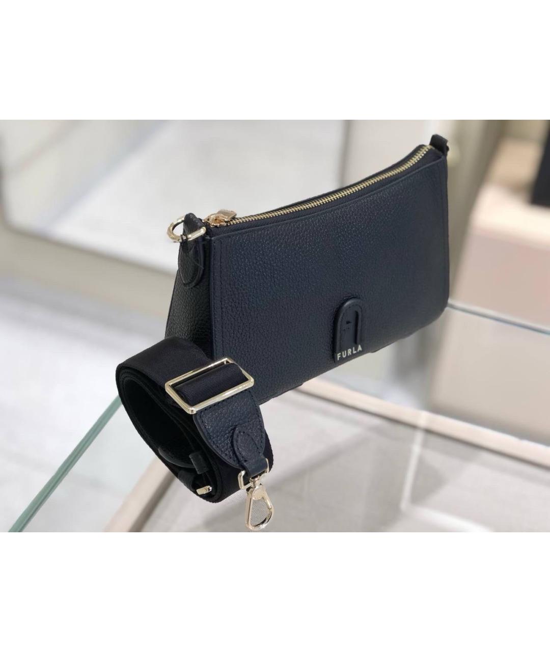 FURLA Черная кожаная сумка через плечо, фото 2