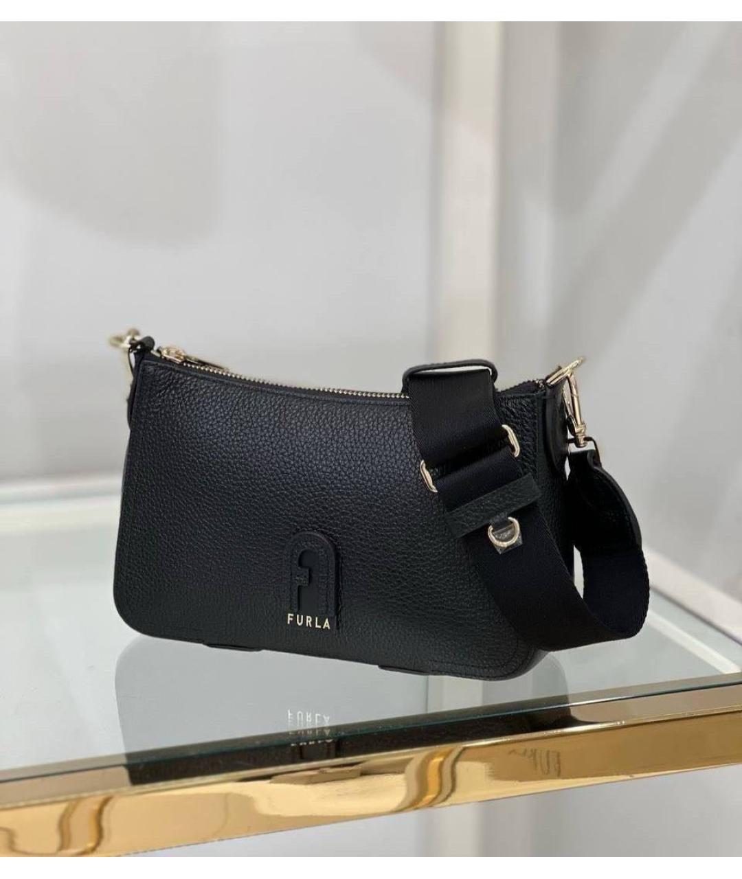 FURLA Черная кожаная сумка через плечо, фото 5