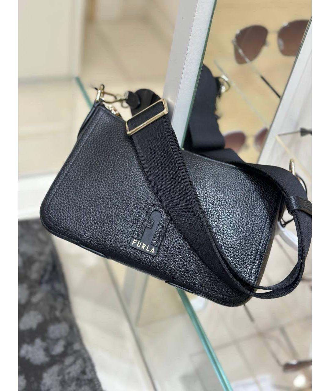 FURLA Черная кожаная сумка через плечо, фото 4
