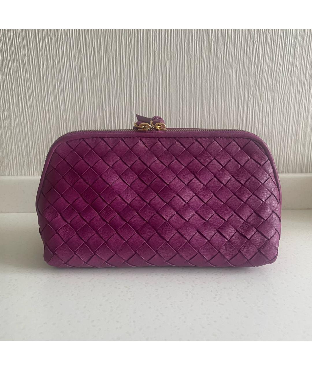 BOTTEGA VENETA Фиолетовая кожаная косметичка, фото 8