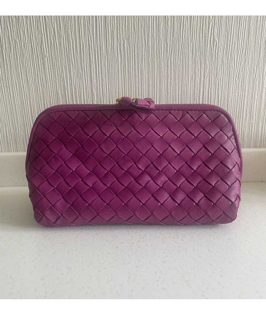 BOTTEGA VENETA Фиолетовая кожаная косметичка, фото 3