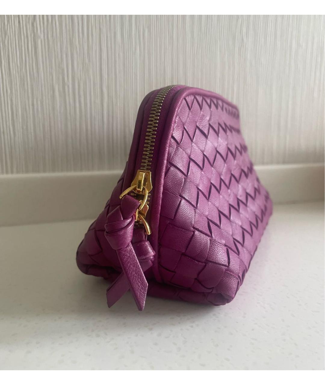 BOTTEGA VENETA Фиолетовая кожаная косметичка, фото 2