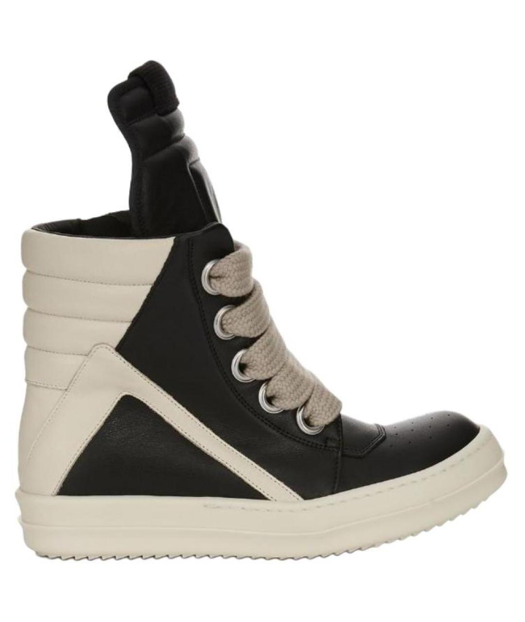 RICK OWENS Черные кожаные кроссовки, фото 1