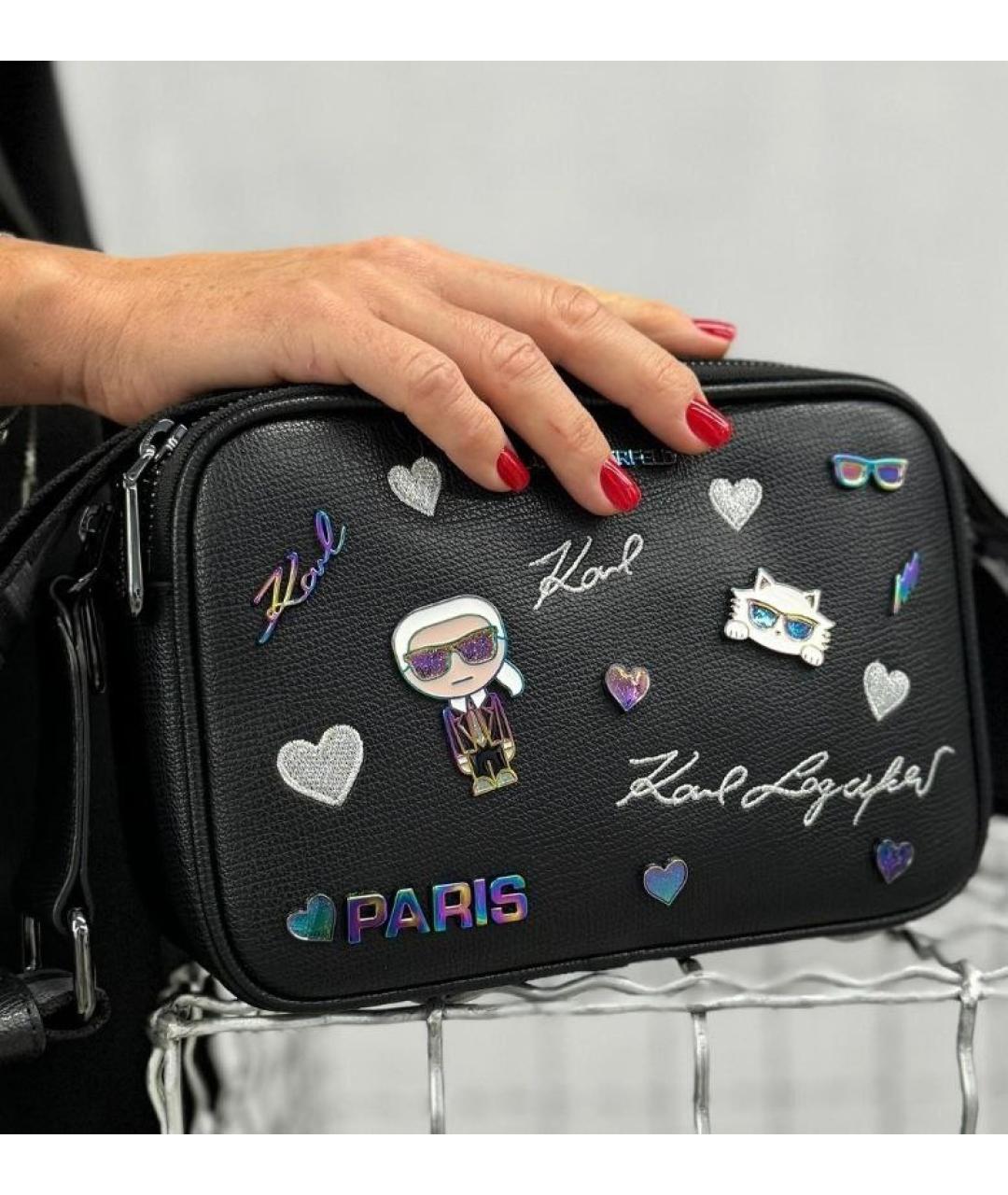KARL LAGERFELD Черная сумка через плечо из искусственной кожи, фото 5