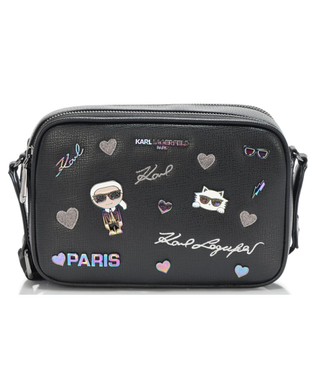 KARL LAGERFELD Черная сумка через плечо из искусственной кожи, фото 6