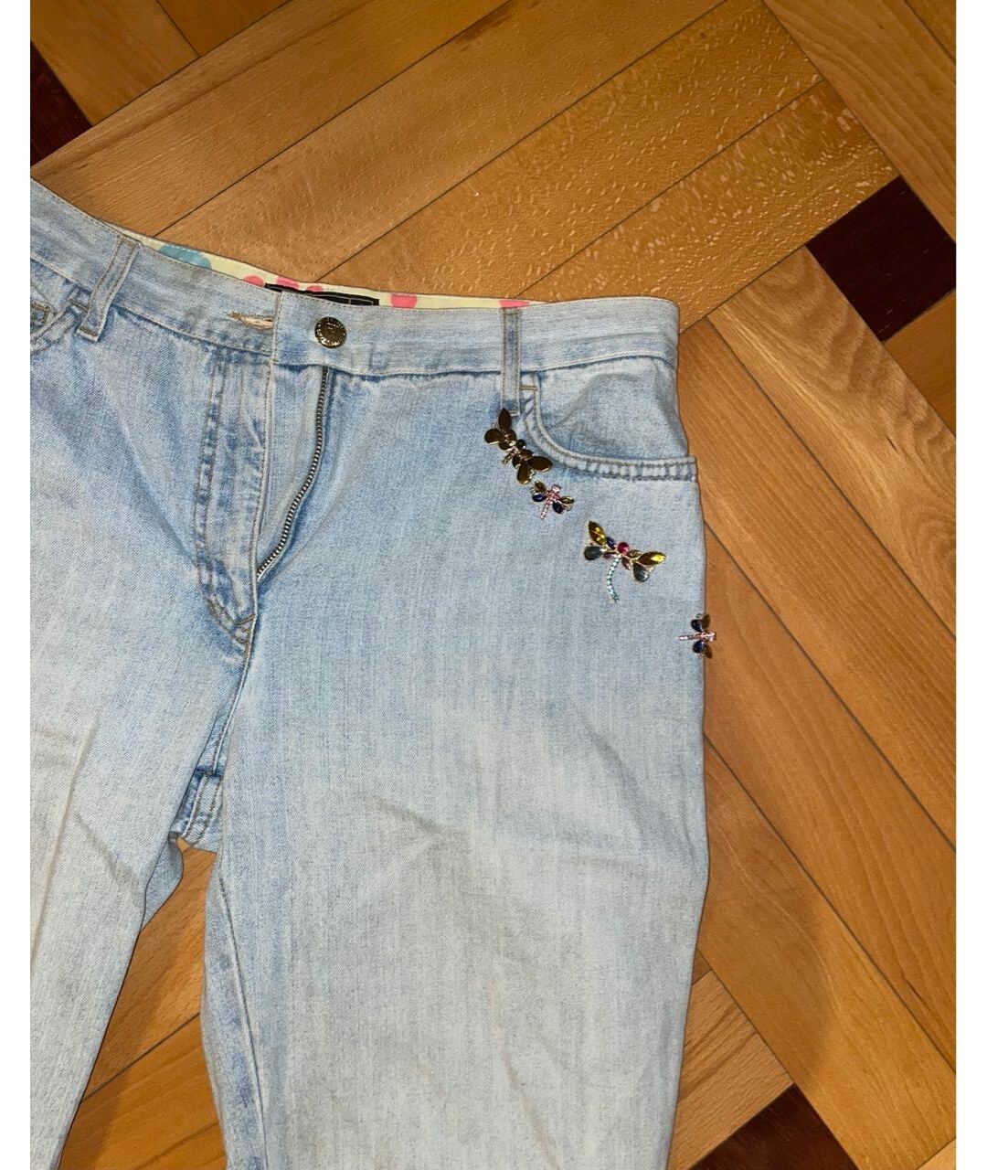 FENDI Голубые хлопковые джинсы клеш, фото 3