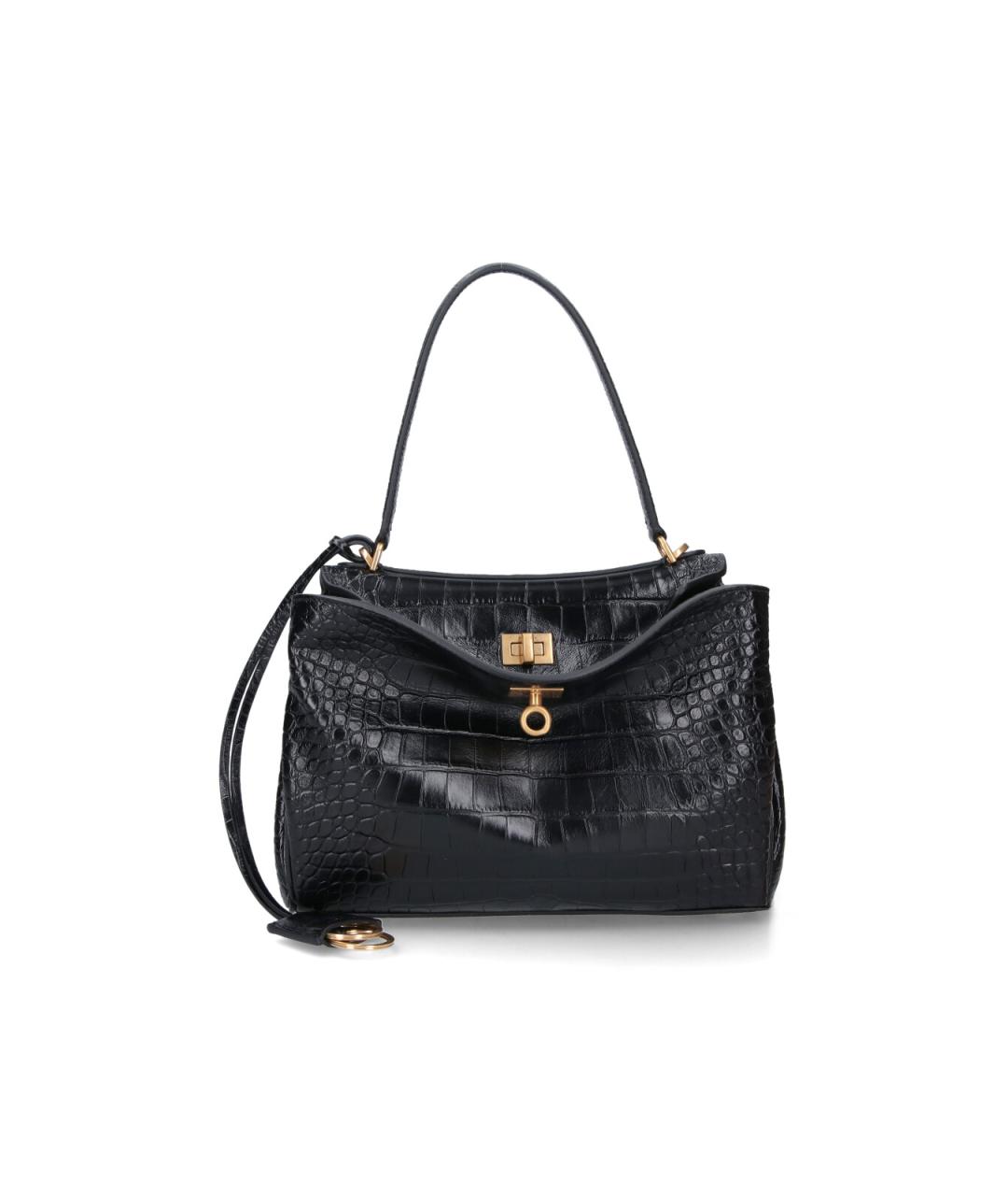 BALENCIAGA Черная кожаная сумка тоут, фото 1