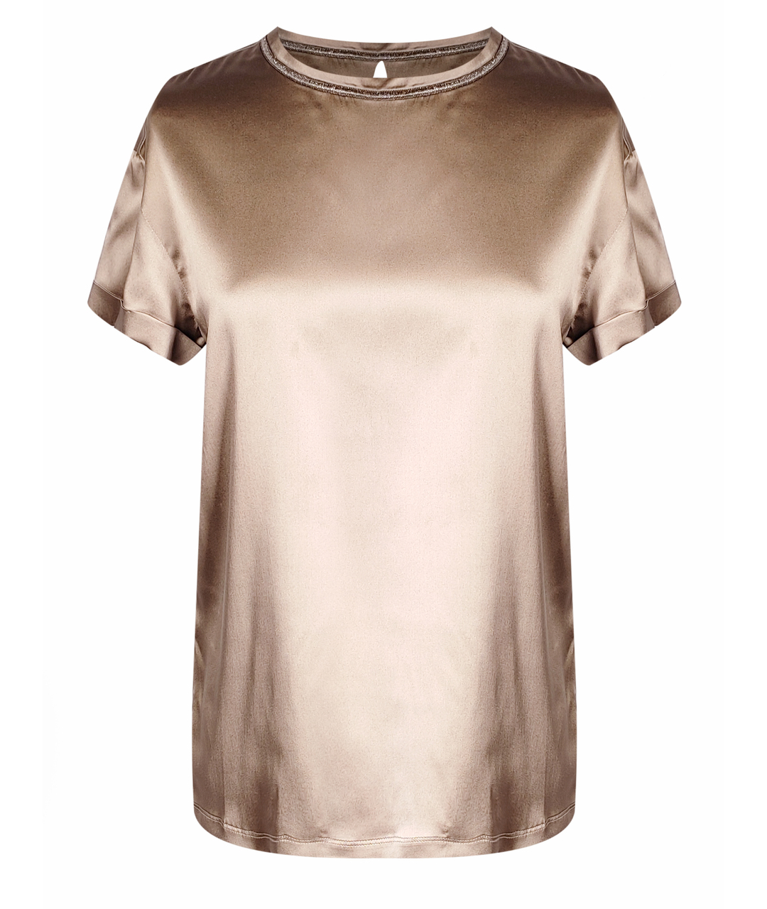 BRUNELLO CUCINELLI Бежевая шелковая футболка, фото 1