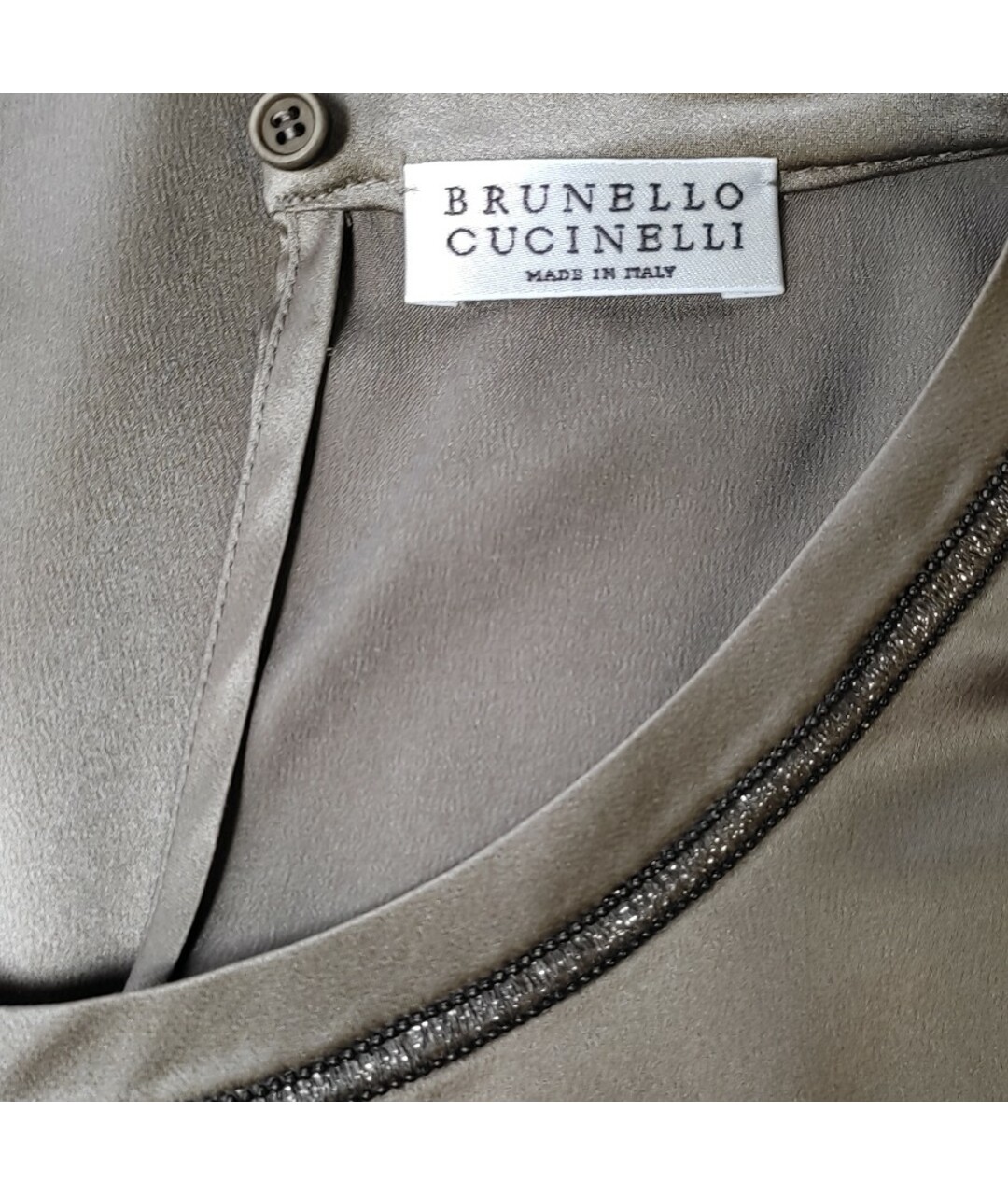 BRUNELLO CUCINELLI Бежевая шелковая футболка, фото 5