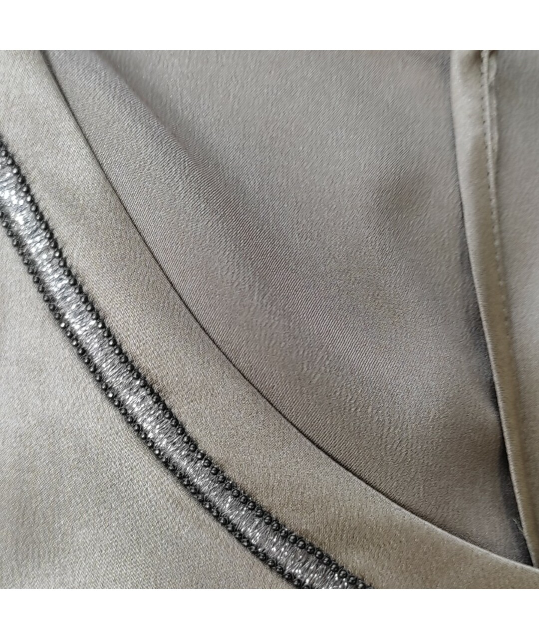 BRUNELLO CUCINELLI Бежевая шелковая футболка, фото 7