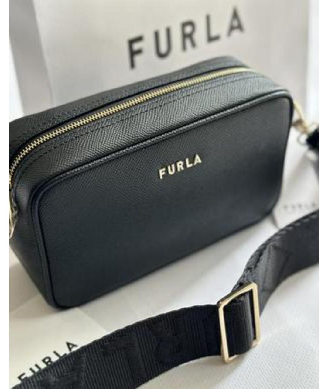 FURLA Черная кожаная сумка через плечо, фото 3