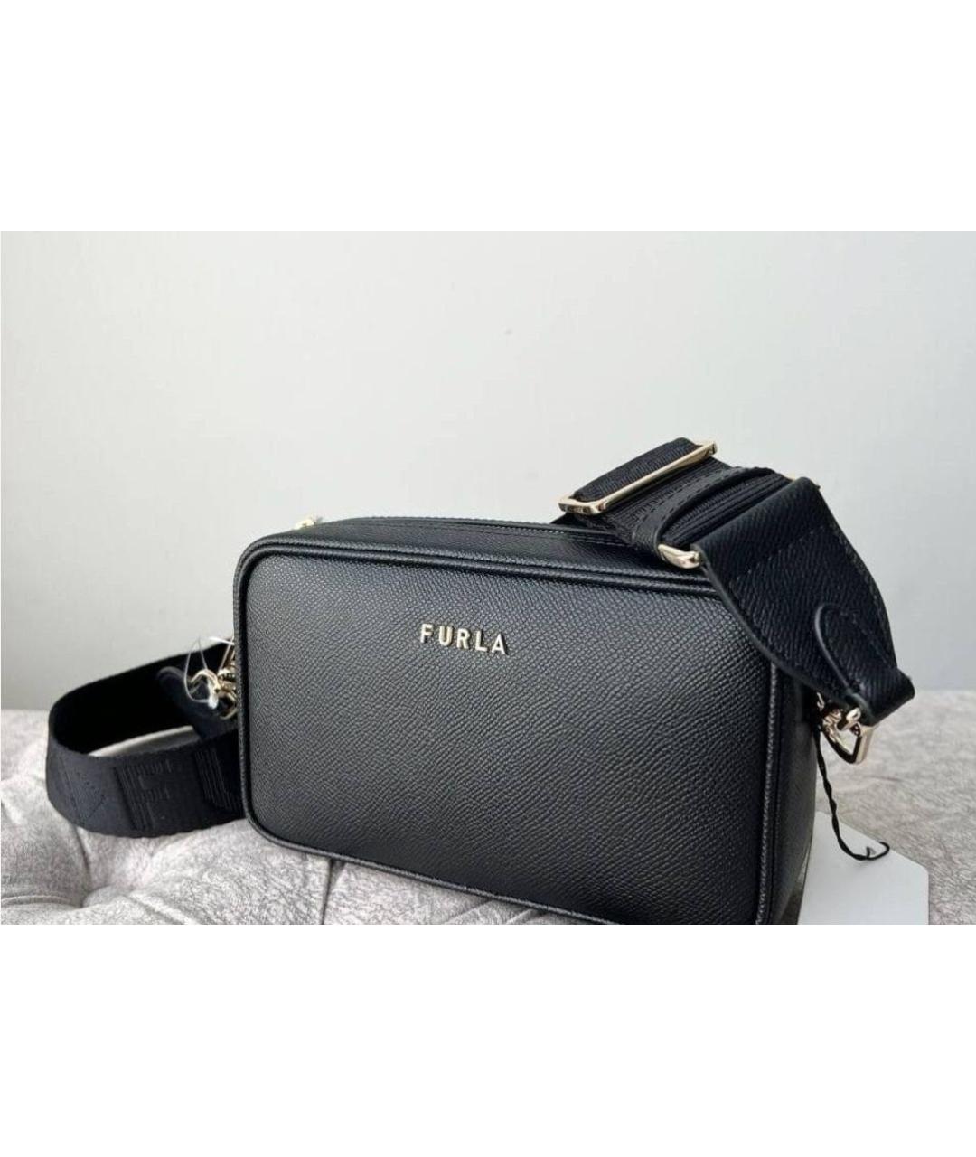 FURLA Черная кожаная сумка через плечо, фото 6
