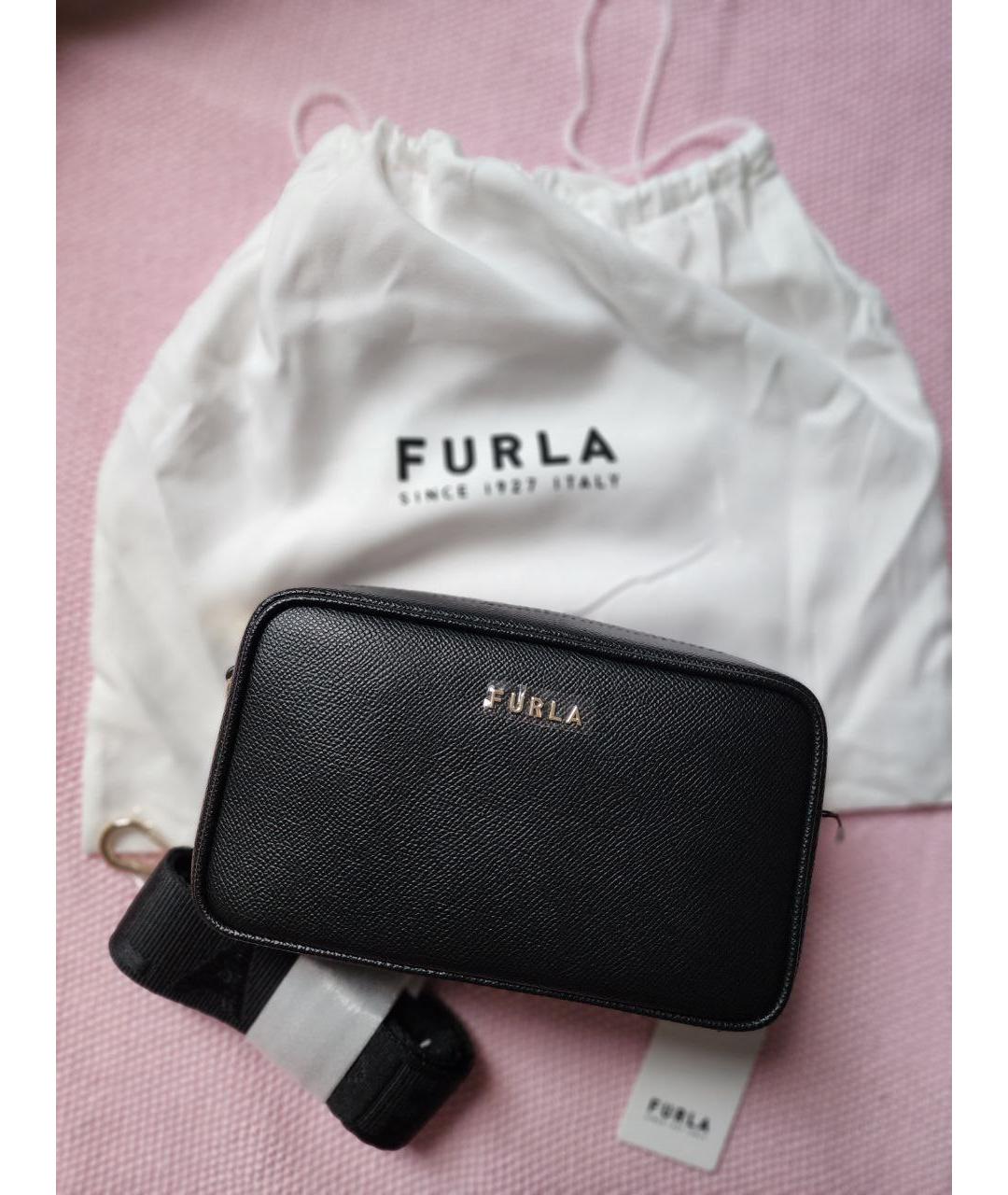 FURLA Черная кожаная сумка через плечо, фото 7