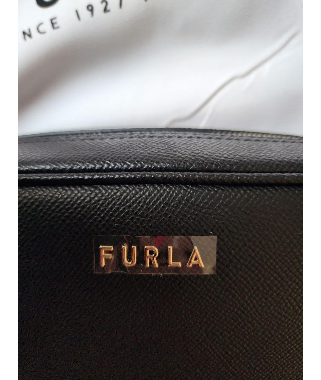 FURLA Черная кожаная сумка через плечо, фото 5