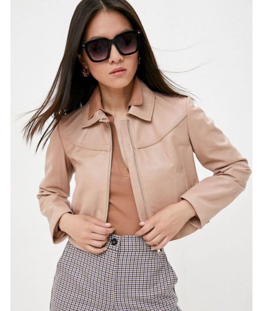 MAX MARA Бежевая кожаная куртка, фото 7
